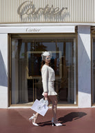 Ariana Cream Tweed Three - Piece Set with Cropped Jacket & Ruffle Skirt - TweedLaBelAriana Cream Tweed Three - Piece Set with Cropped Jacket & Ruffle Skirttweedjackettweed