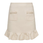 Ariana Cream Tweed Three - Piece Set with Cropped Jacket & Ruffle Skirt - TweedLaBelAriana Cream Tweed Three - Piece Set with Cropped Jacket & Ruffle Skirttweedjackettweed